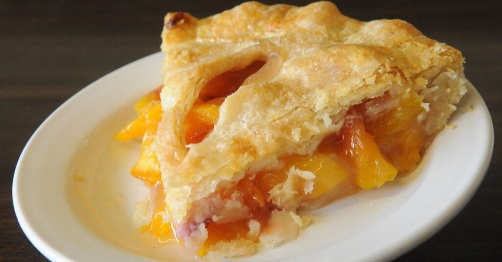 fresh peach pie made with canned peach pie filling