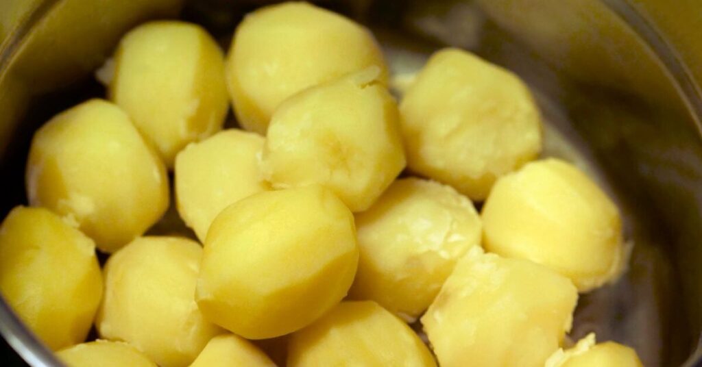 pot of leftover boiled potatoes