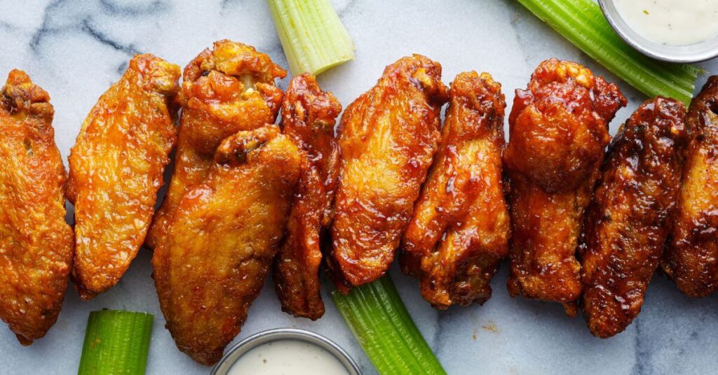 chicken wings with celery sticks
