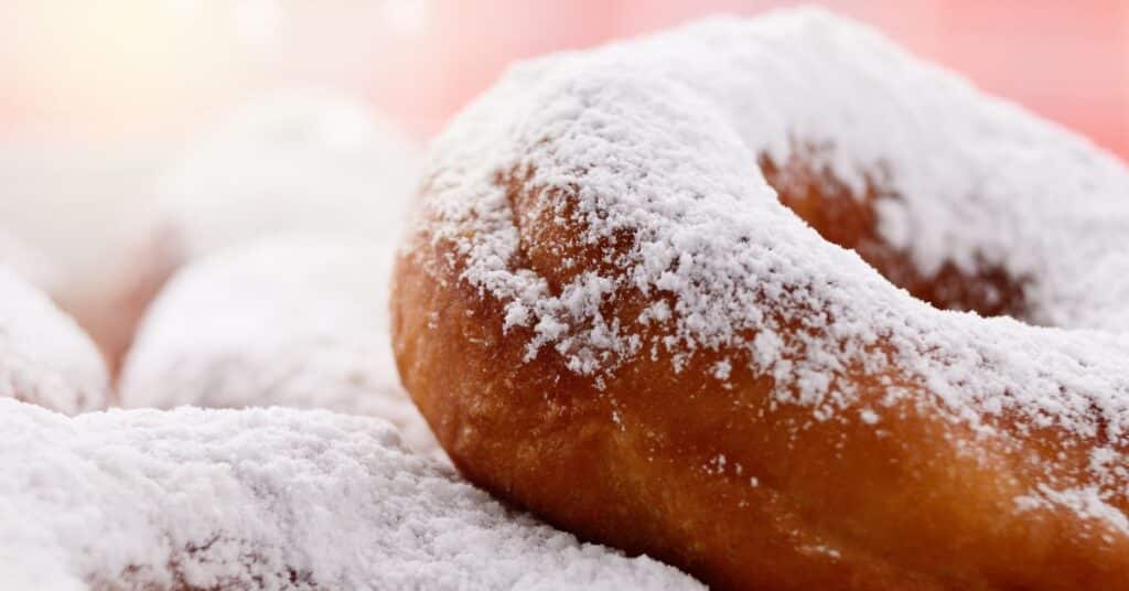 fresh donuts with powdered sugar without cornstarch sprinkled on top