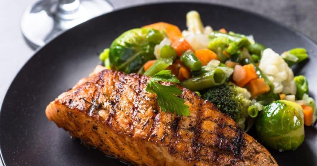 salmon and vegetables