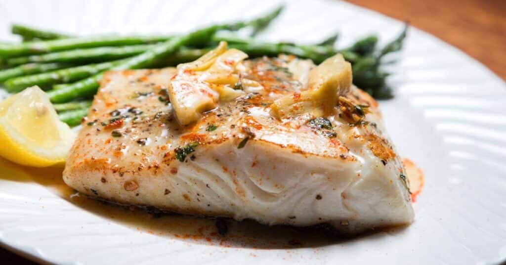 halibut with green beans and lemon