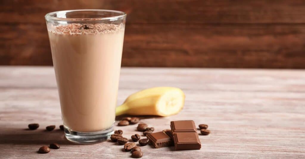 Atkins chocolate shake with a banana