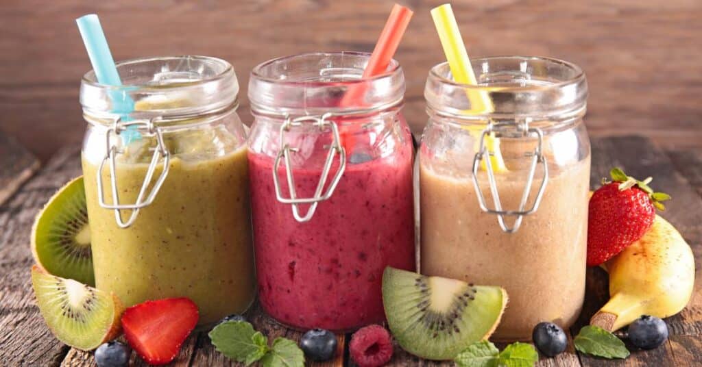 freshly made smoothies in assorted flavors