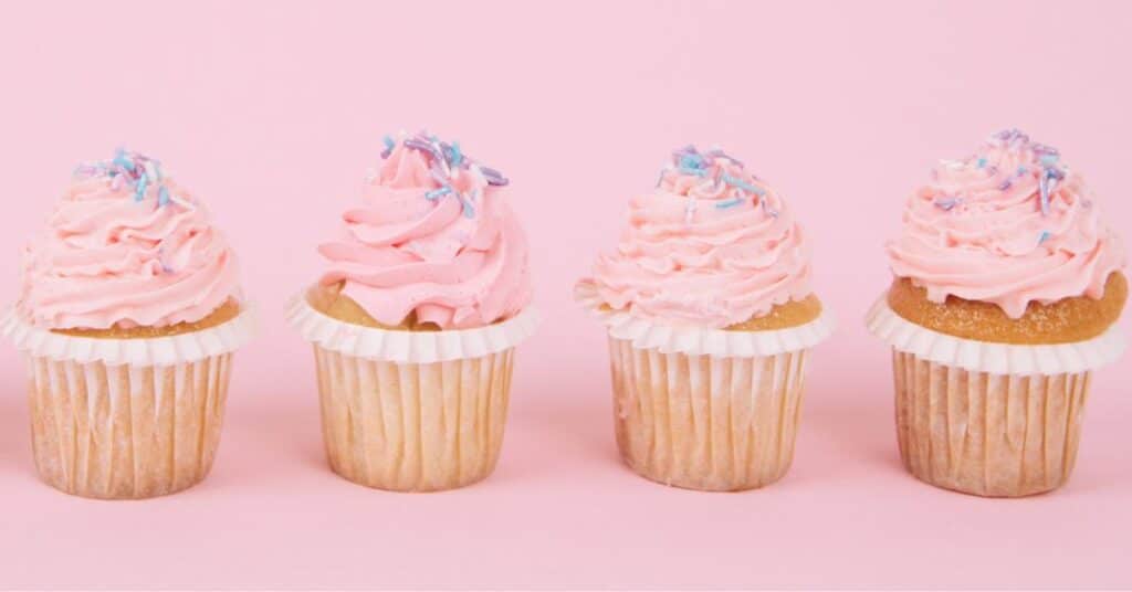 cupcakes with store-bought strawberry frosting