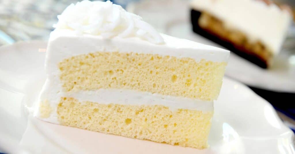 slice of cake made with white cake mix
