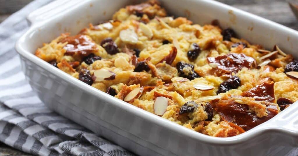 pan of bread pudding