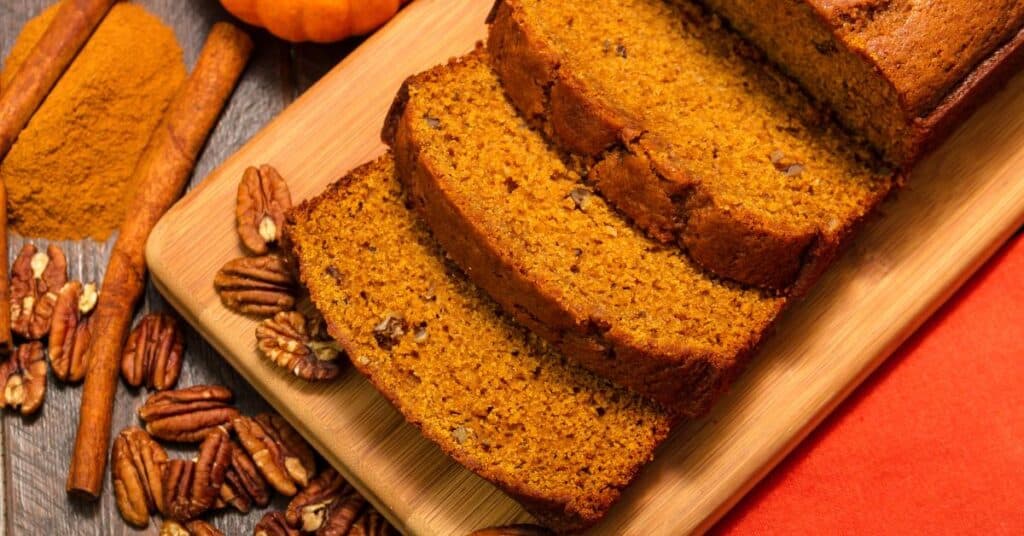 sliced pumpkin bread