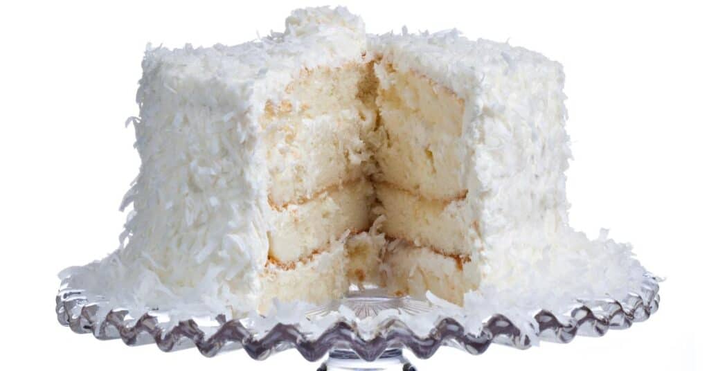 yummy coconut cake made from a mix