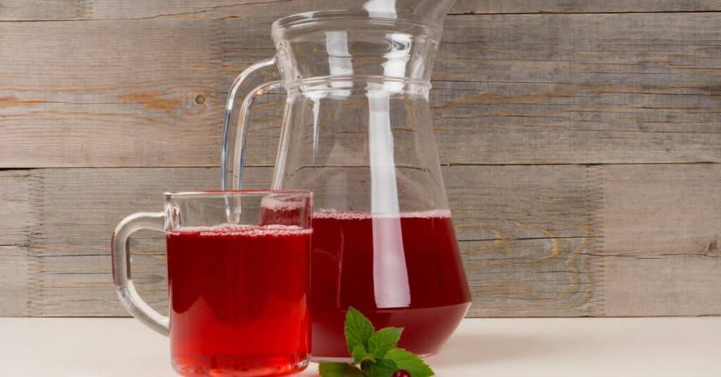 pitcher of cranberry juice