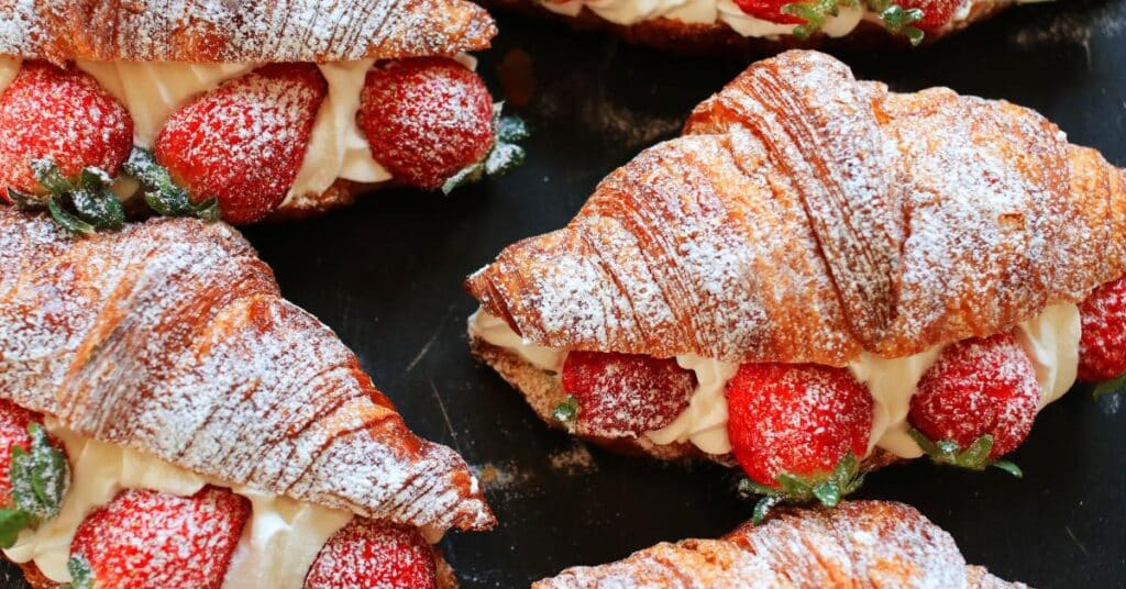 strawberry and whipped cream filled croissants