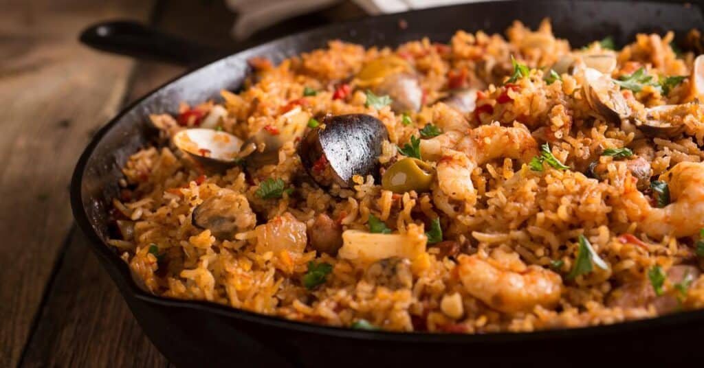 Spanish rice and seafood