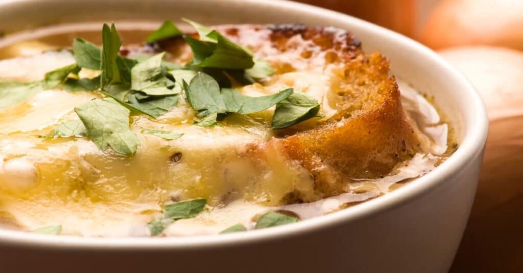 fresh and hot onion soup
