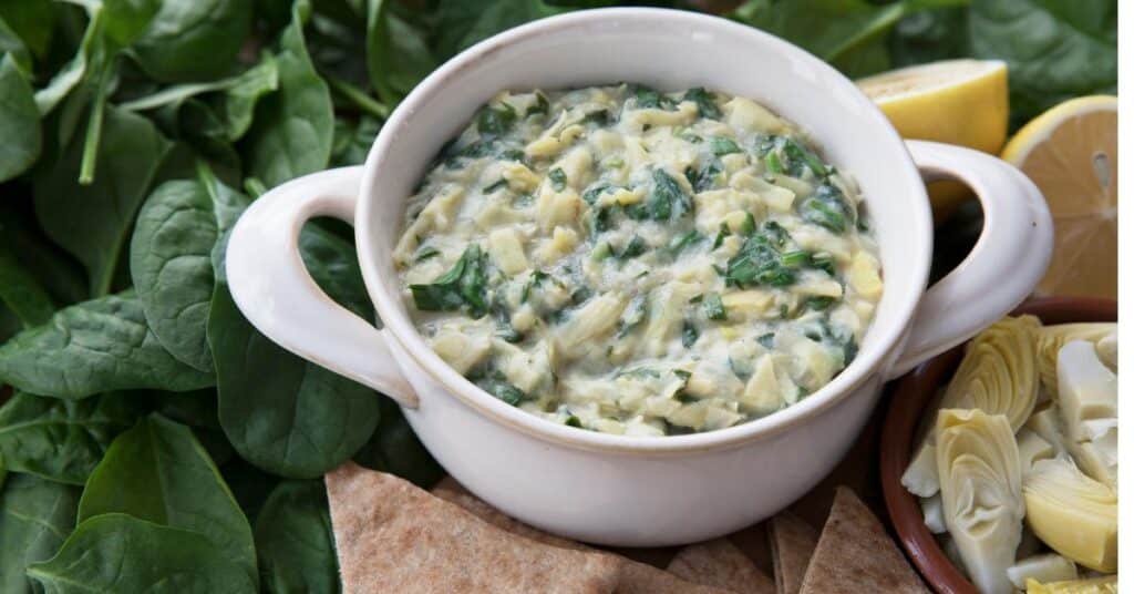 fresh bowl of spinach dip