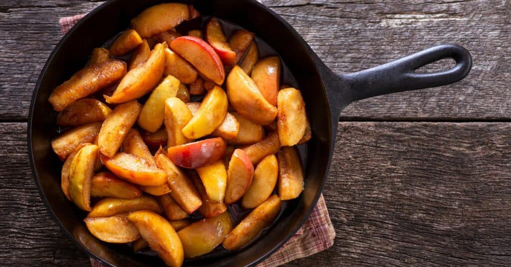 pan of fried apples