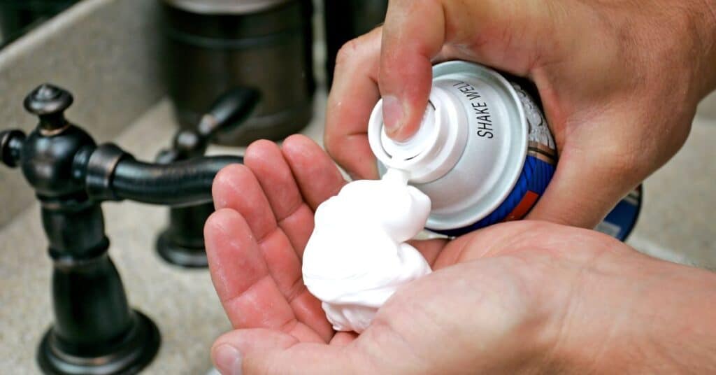Shaving cream coming out of a can
