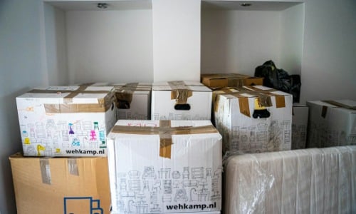 packed boxes on house moving day