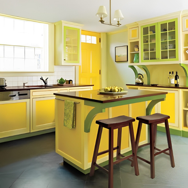 Lemon Yellow Base Cabinets