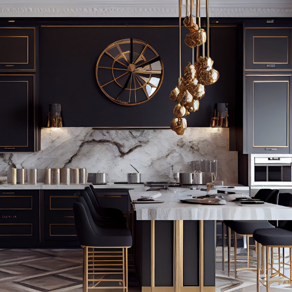 Glamor With Gold Kitchen