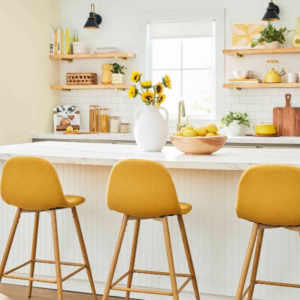 Kitchen with Yellow Plants