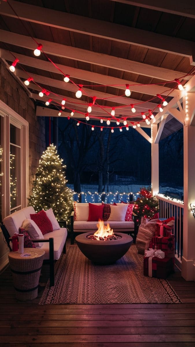 Cozy Fireside Christmas Porch Retreat