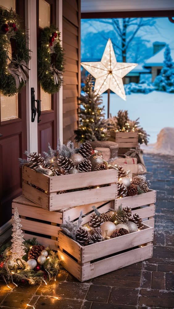 Elegant Woodland Christmas Porch Glow