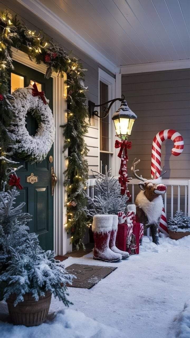 Enchanting Candy Cane Christmas Porch Magic