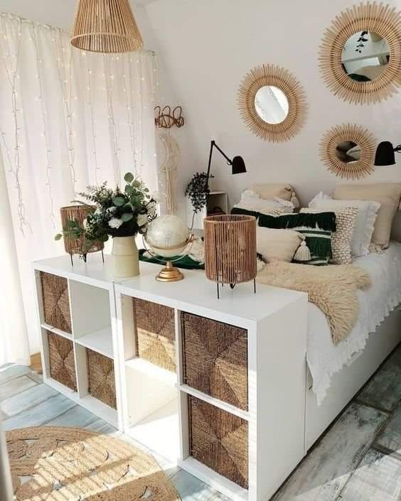 Boho-Chic Bedroom Storage with Style