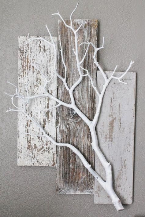 Charming Whitewashed Tree Branch Wall Art