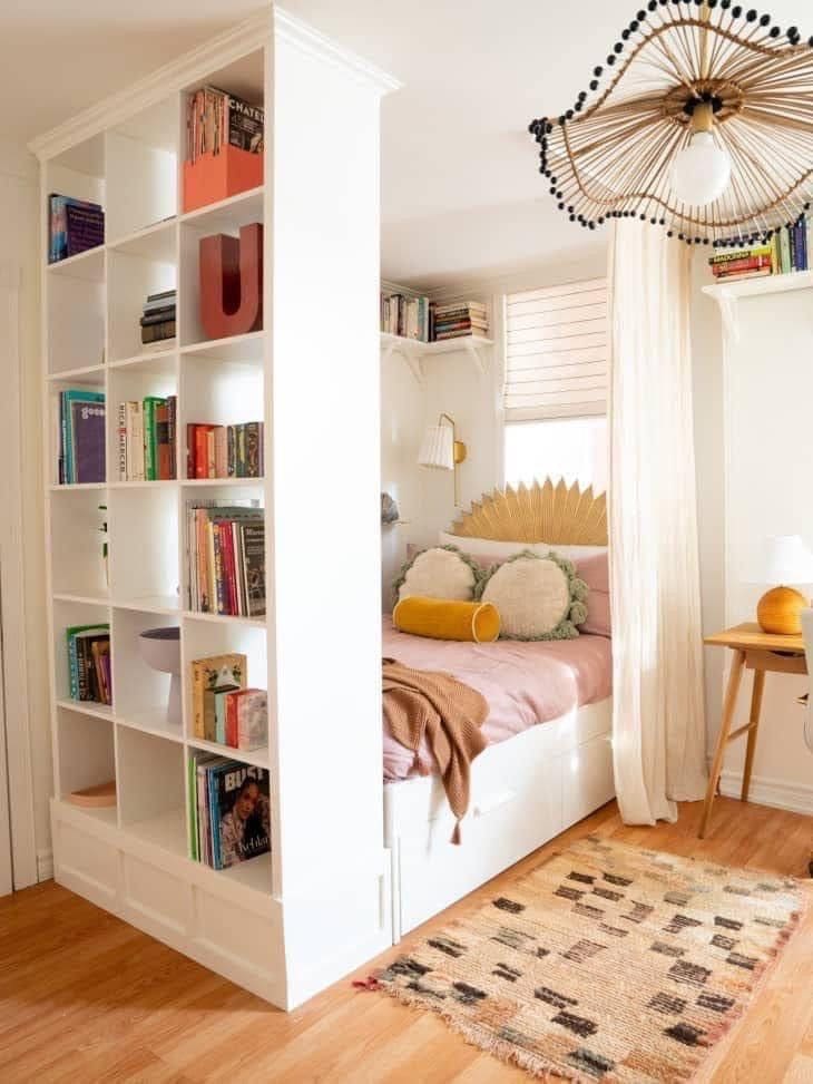 Chic Bookshelf Partition for Cozy Privacy