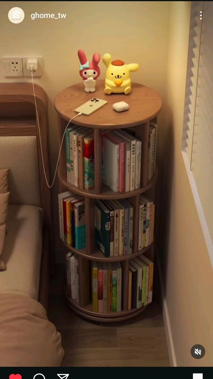 Compact Rotating Bookshelf for Cozy Spaces
