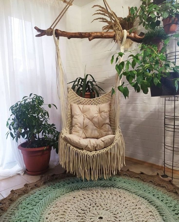 Cozy Boho Macrame Swing for Relaxation