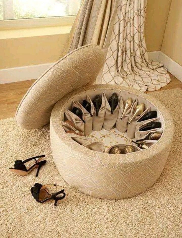 Elegant Hidden Ottoman Shoe Storage