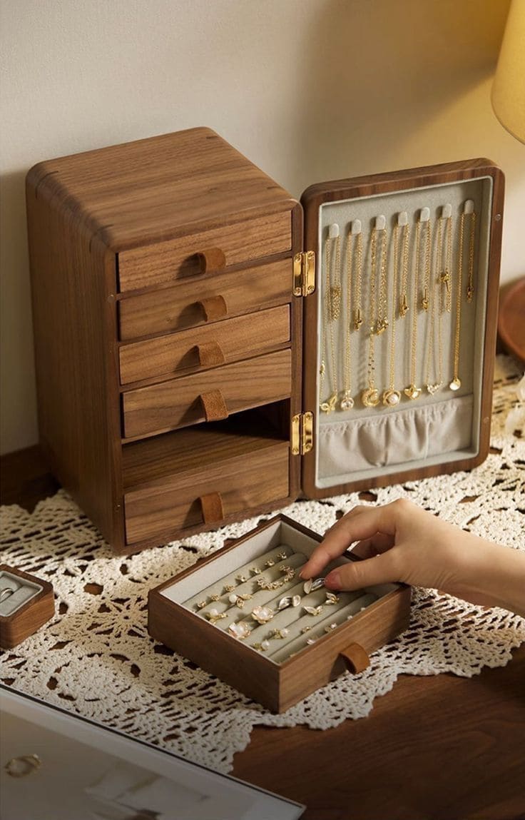 Elegant Wooden Jewelry Organizer for Chic Storage