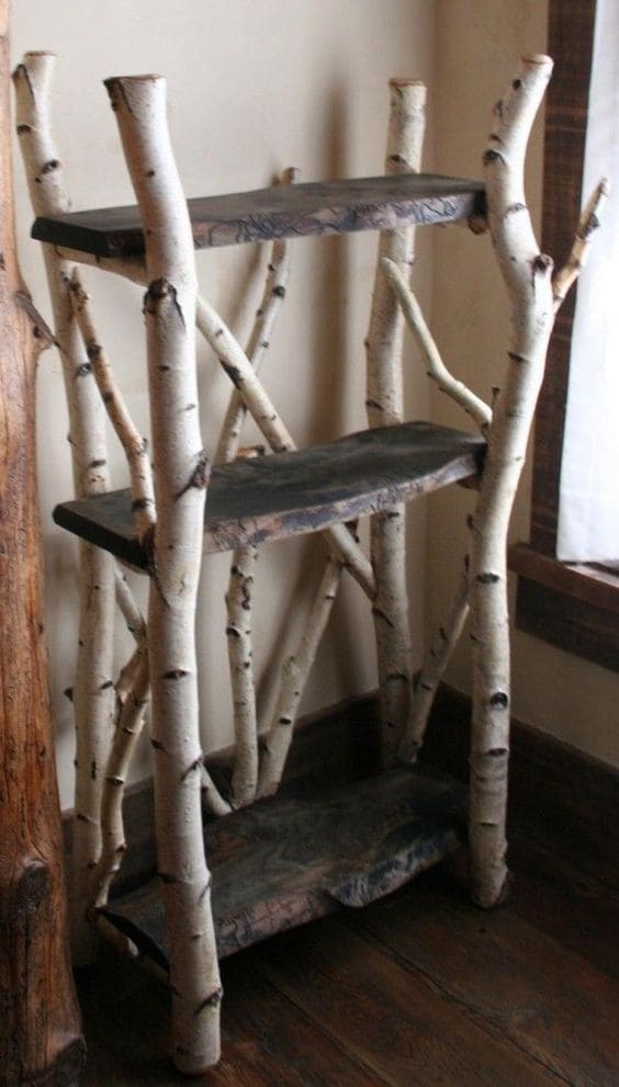 Rustic Birch Tree Bookshelf for Natural Charm