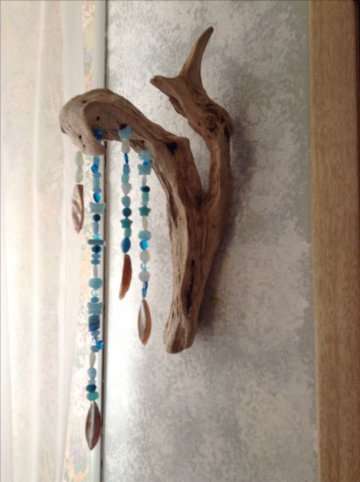 Rustic Driftwood Beaded Wall Hanger