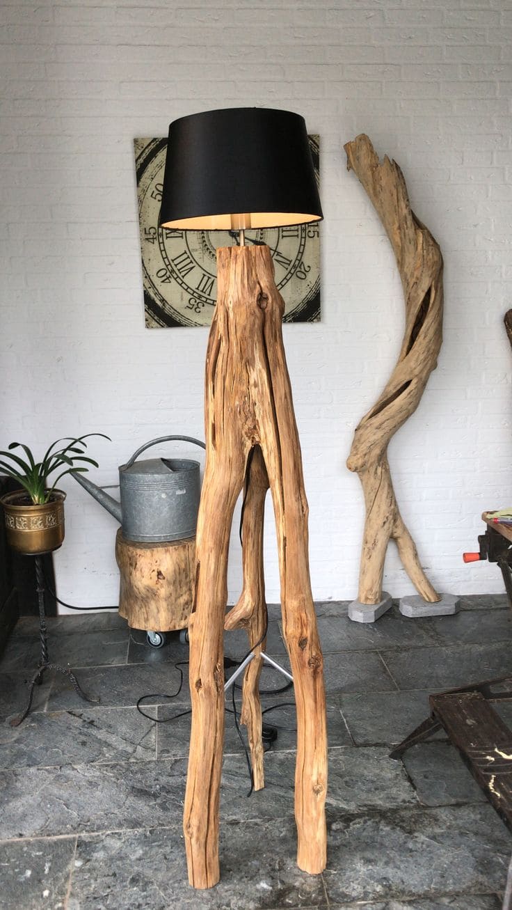 Rustic Driftwood Floor Lamp for Unique Style