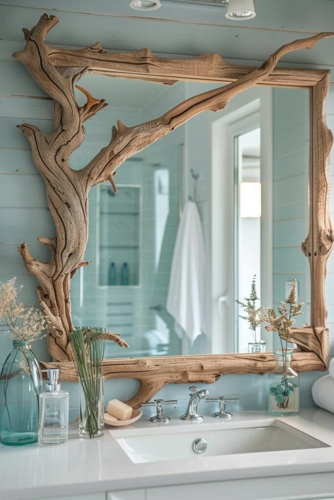 Rustic Elegance with Bold Bathroom Mirrors