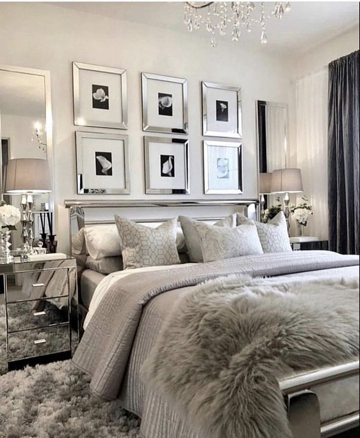 Silver Grey Bedroom Aesthetic