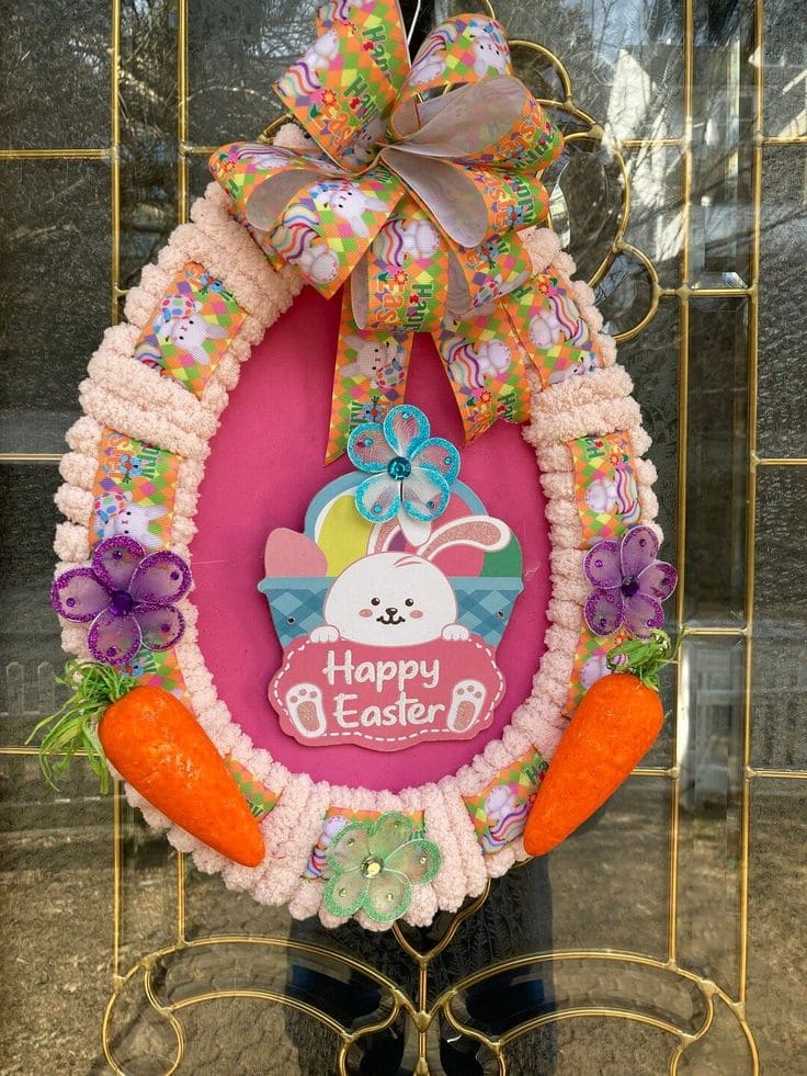 Vibrant Bunny Basket Easter Wreath