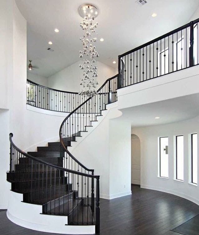 Chandelier with Black and White Staircase Grandeur