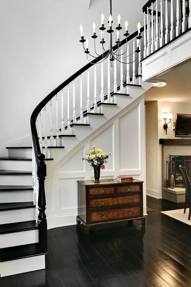 Curved Black and White Staircase