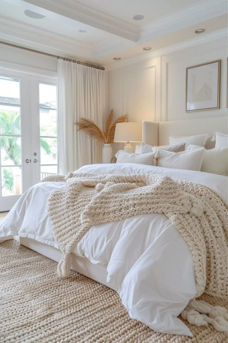 Elegant White Bedroom with Cozy Neutral Touches