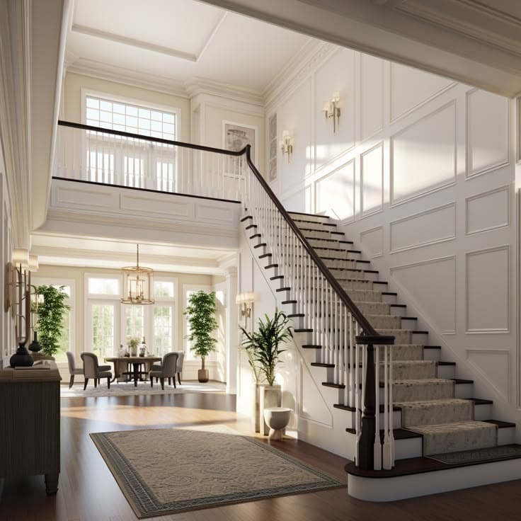 Grand Charm of Black and White Stairs