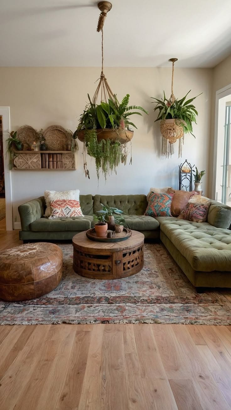 Lush and Inviting Earthy Living Room Retreat
