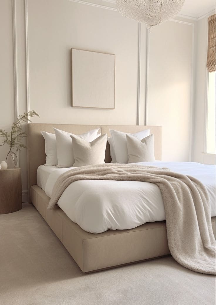 Minimalist Elegance in a Soft White Bedroom