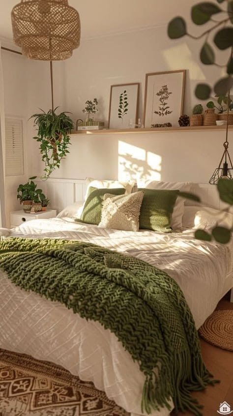 Refreshing Green and White Bedroom Escape