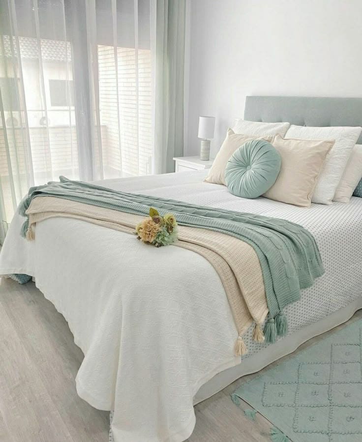Refreshing Mint-Toned White Bedroom