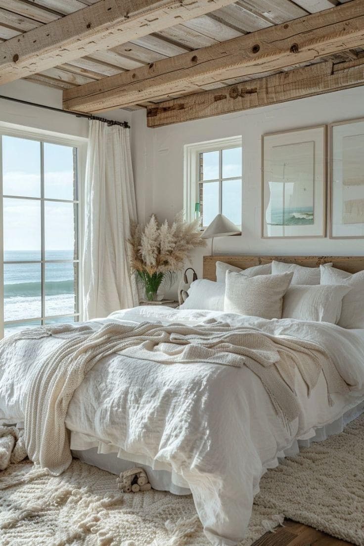Rustic Coastal Charm in a White Bedroom
