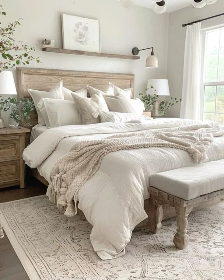 Rustic Serenity White Bedroom Retreat